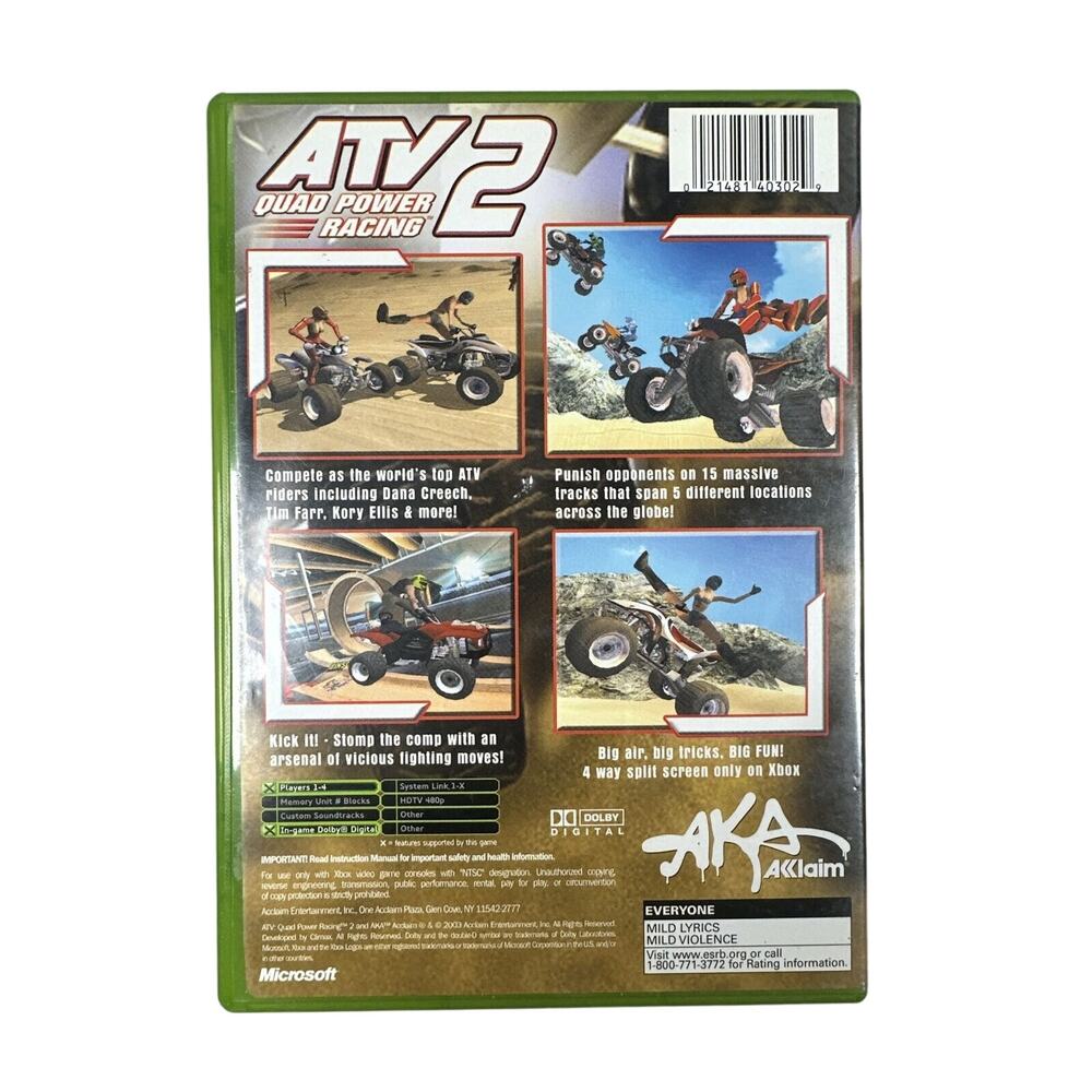 ATV: Quad Power Racing 2 (Microsoft Xbox, 2003) Authentic, CIB, Tested - Picture 3 of 3